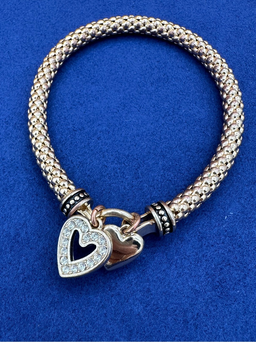 Rose Gold Heart Charm Mesh Bracelet - Women Jewelry